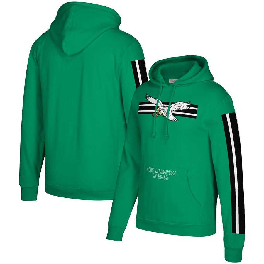 Philadelphia Eagles Mitchell & Ness Three Stripe Pullover Hoodie Green,We sell and wholesale Philadelphia Eagles Mitchell & Ness Three Stripe Pullover Hoodie Green on line form chian!